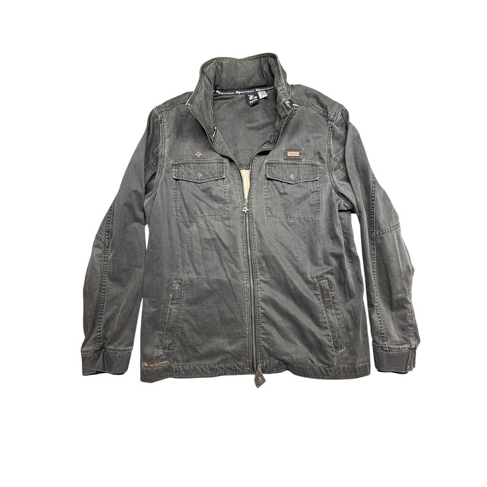 LRG Clothing Company Gray Herringbone Full Zip Jacket Stowaway Hood 3XL Ripstop